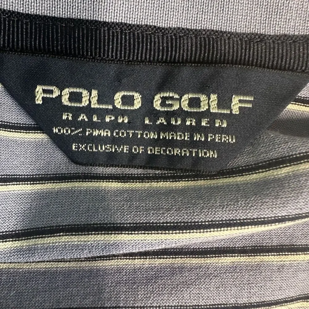 Polo Golf Ralph Lauren‎ Men’s XL Blue Striped Short Sleeve 100% Pima Cotton Soft